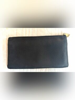 Fossil Preston Black Flap Wallet Pebble Leather Triple Compartment